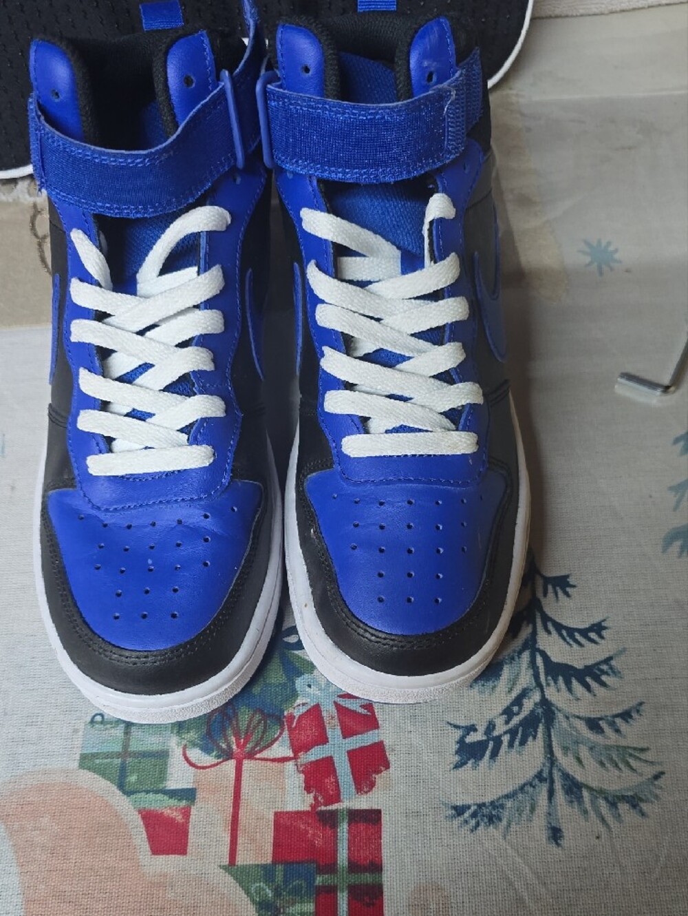 Nike Kids Royal Blue and Black High-Top Sneakers with White Laces - Picture 5 of 6